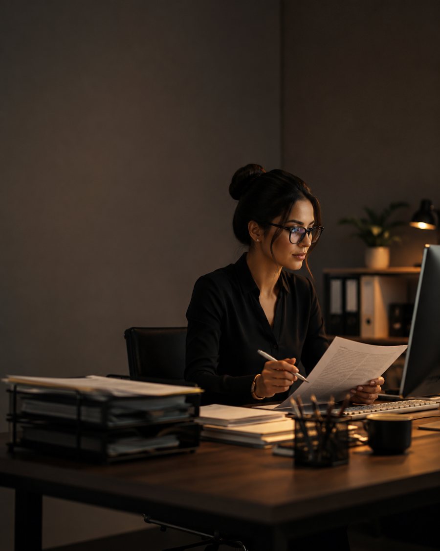 Insurance back-office specialist reviewing a claim